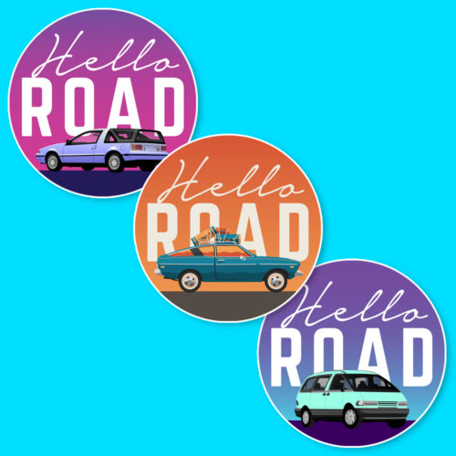 Hello Road logo stickers