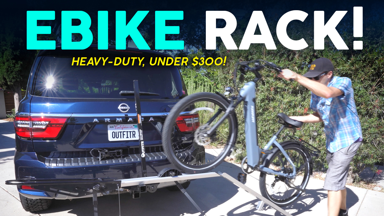 Outfitr Bike Rack Carrier for E-Bike, connects to trailer hitch